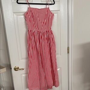 Red and White Striped spaghetti strap women’s Dress